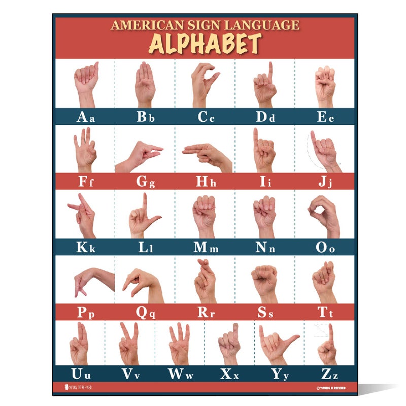 Young N Refined ملصق لغة الإشارة abc (18x24) كبير مغلف مع صور ثابتة محدثة شاب ومصقول - Image 3